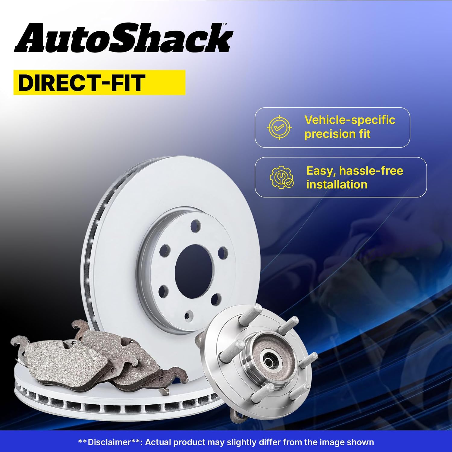 AutoShack Rear Brake Rotors, Premium Pads & Hub Bearing Assemblies for Honda & Acura, Civic 2006-2011 CSX 2006-2011, FWD L4 1.8L 2.0L - Coated - ArmorStop - 10.24' (260 mm), 5-Lug