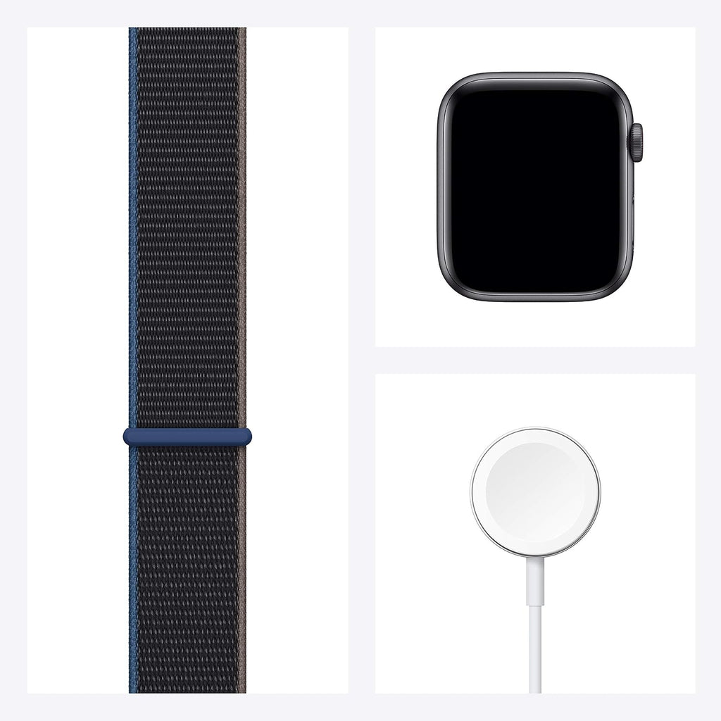 Apple Watch SE (GPS + Cellular, 44mm) - Space Gray Aluminum Case with Charcoal Sport Loop (Renewed)