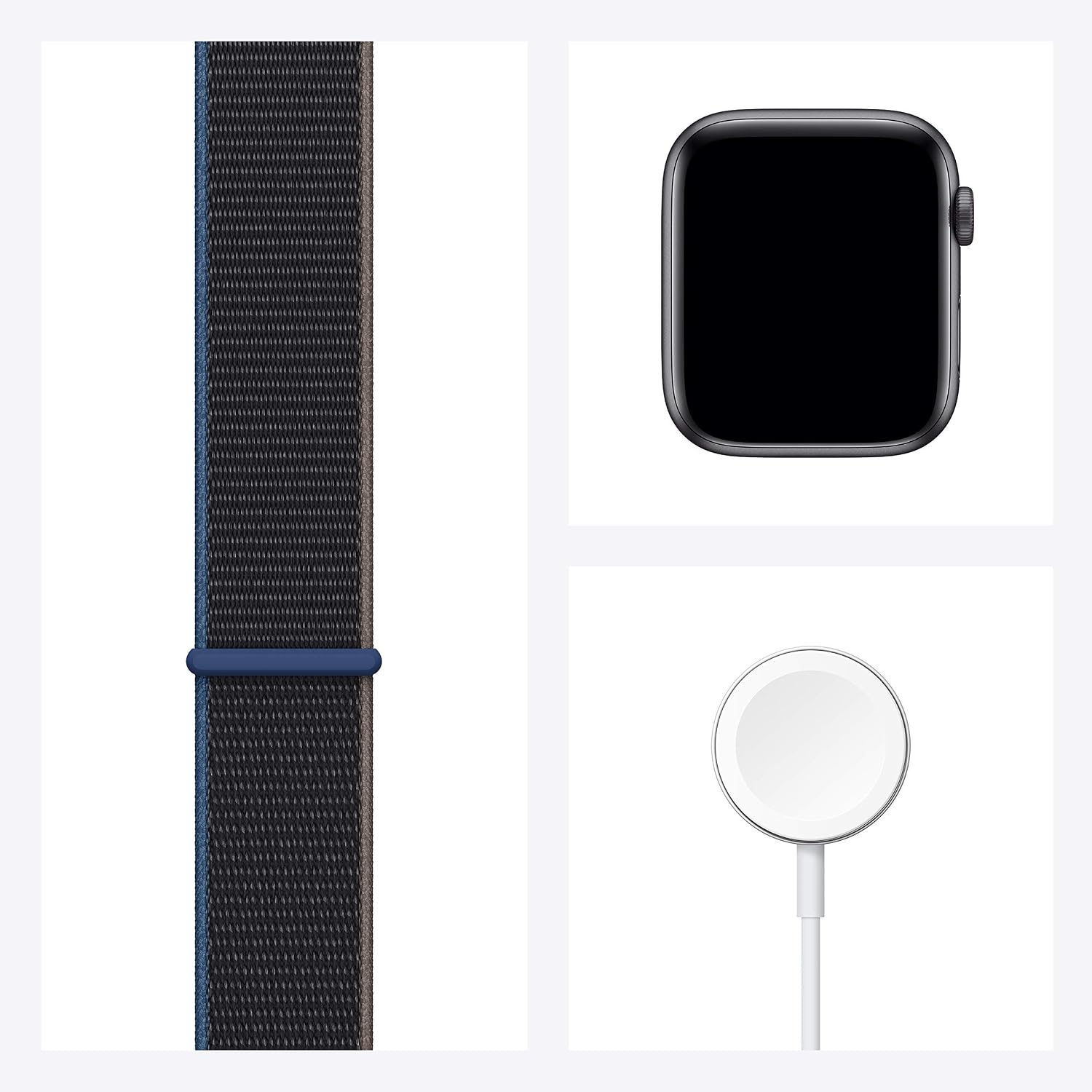 Apple Watch SE (GPS + Cellular, 44mm) - Space Gray Aluminum Case with Charcoal Sport Loop (Renewed)