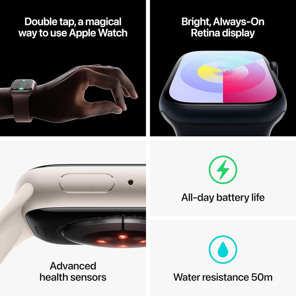 Apple Watch Series 9 [GPS + Cellular, 41mm] - Midnight Aluminum Case with Midnight Sport Loop, One Size (Renewed)