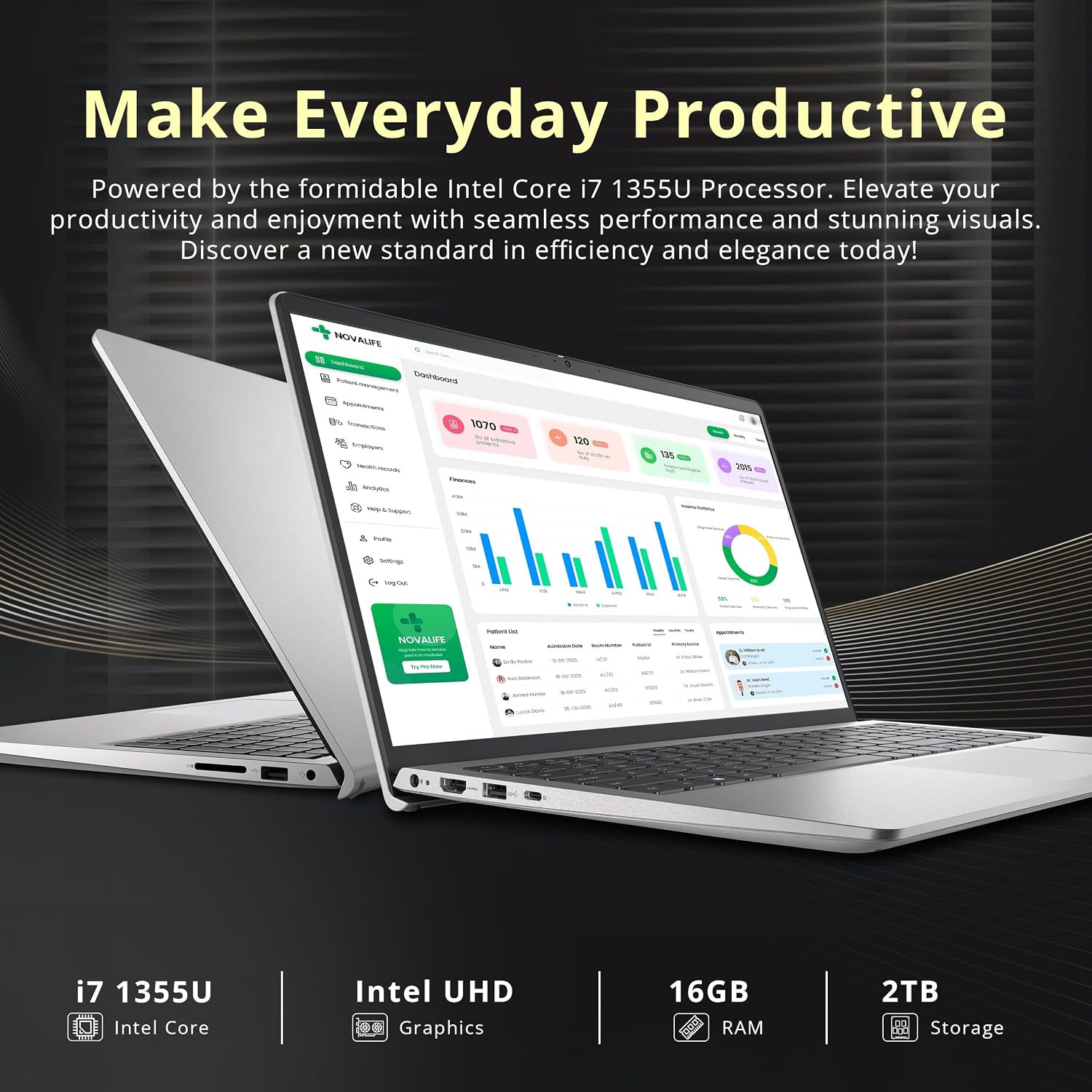 Dell 15 15.6' FHD Business Laptop, Intel Core i7-1355U, 16GB RAM, 2TB Storage(1TB SSD+1TB Docking Station Set), Intel UHD Graphics, Backlit Keyboard, Num Pad, Webcam, Wi-Fi 6, Win 11 Pro, Silver