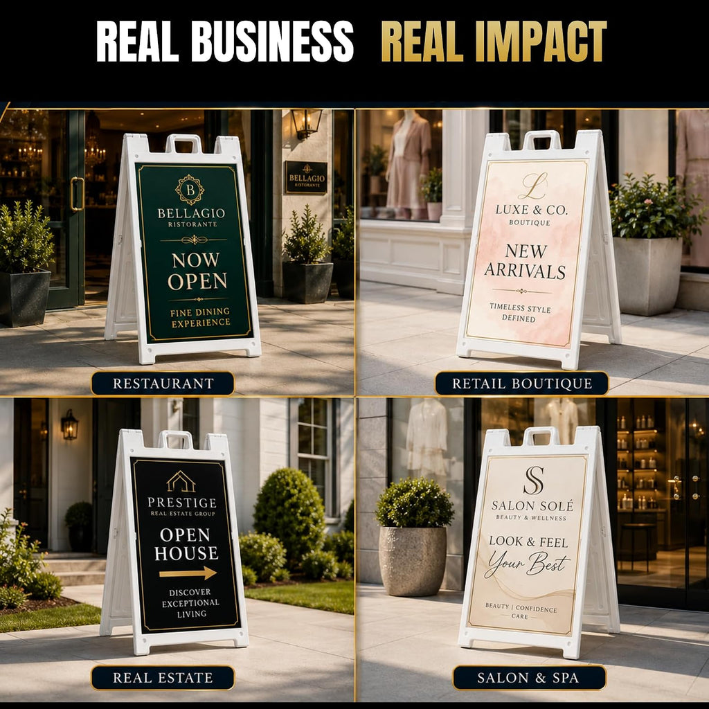 Custom A-Frame Sign Inserts with Plastic Stand by BCB Print - Personalized Print Inserts with Your Photo, Text or Logo | Durable & Weather Resistant Custom Panels for Sidewalk Boards, Retail & Event | 24x36 inch