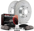 PowerStop Front Brake Kit for Honda Civic 2006-11 - Drilled and Slotted Disc Rotors with Carbon-Fiber Ceramic Brake Pads Replacement, K2384