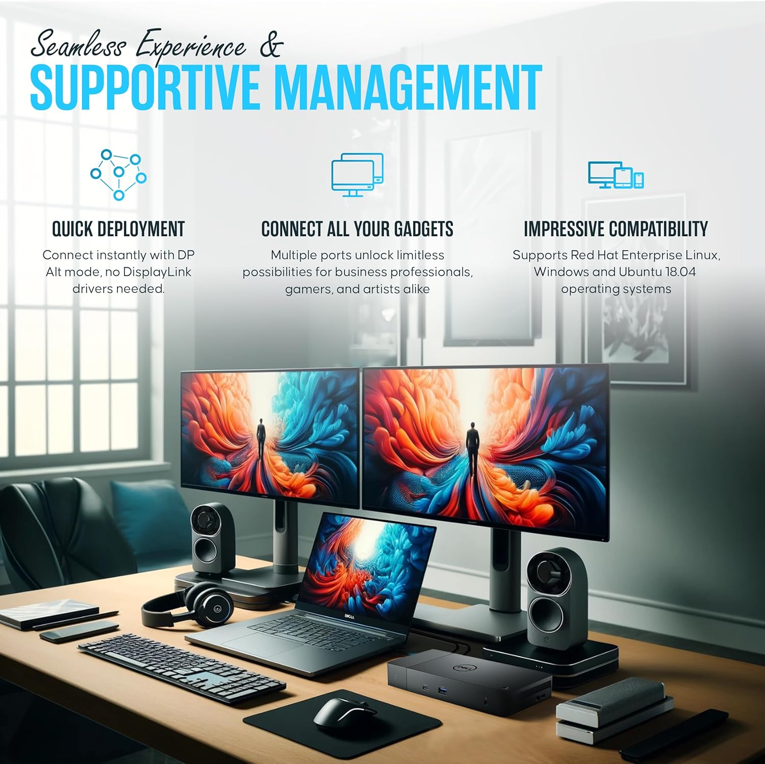 Dell WD19TB Thunderbolt Dock - 1 Year Warranty - Dell Docking Station Dual Monitor USB C with 180W, HDMI & DisplayPort Cable - Docking Station for Laptop & Computer (Renewed)