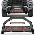 Nilight Bull Bar with Light fits Chevy Colorado (Excl. ZR2) 2015-2022 & GMC Canyon 2015-2022 Front Bumper Grille Brush Push Guard with Skid Plate Licence Plate Hole Black