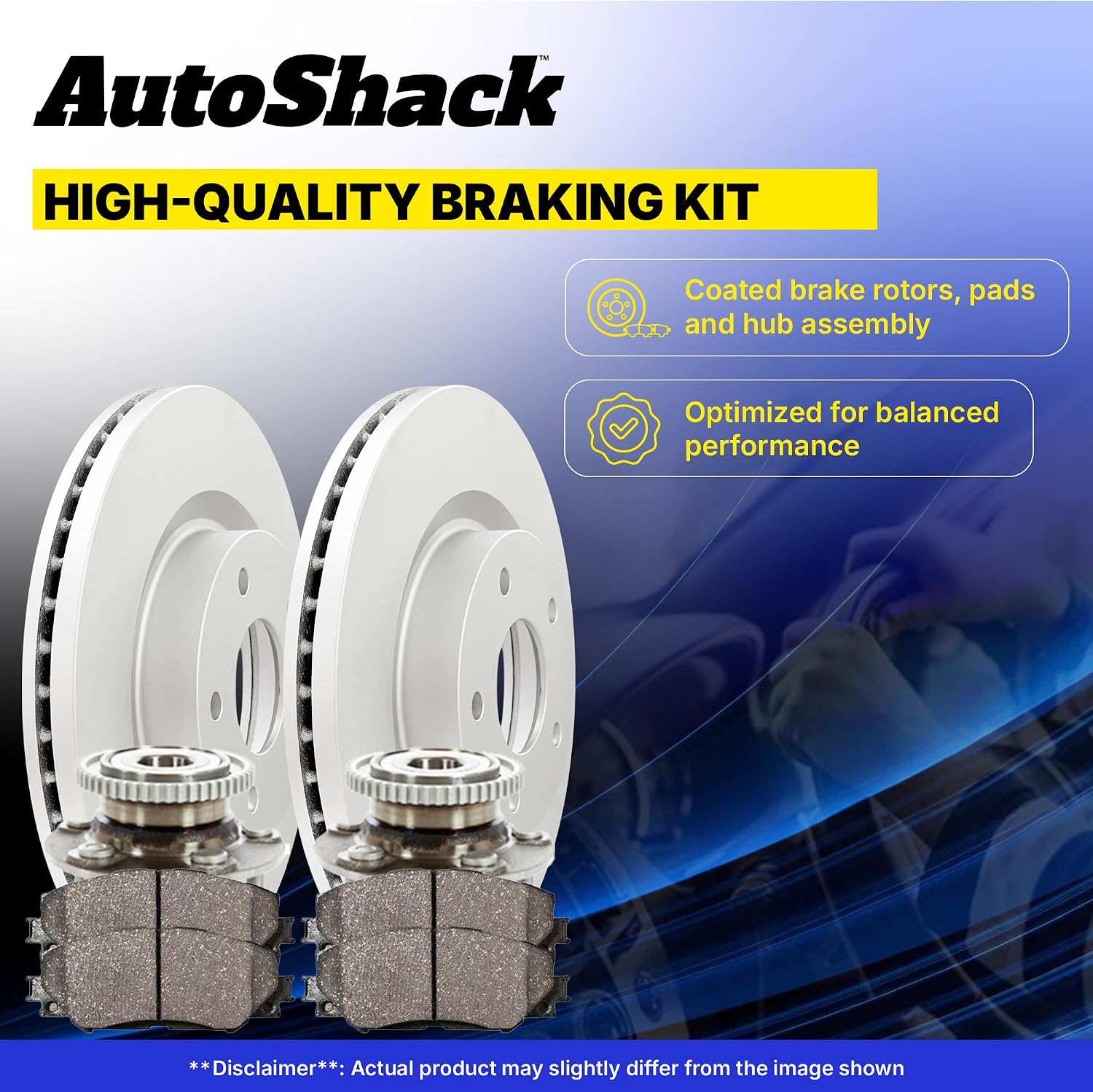 AutoShack Rear Brake Rotors, Premium Pads & Hub Bearing Assemblies for Honda & Acura, Civic 2006-2011 CSX 2006-2011, FWD L4 1.8L 2.0L - Coated - ArmorStop - 10.24' (260 mm), 5-Lug