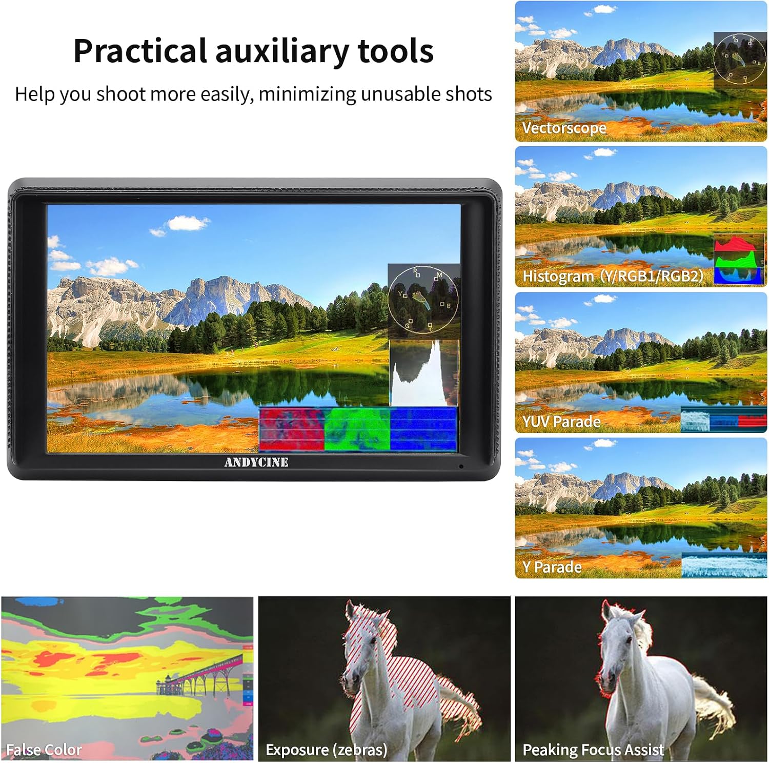 ANDYCINE A6 V2 6 Inch HDMI Field Monitor 1920x1080 Camera Fiedl Monitor Bundle with 4k HDMI in/Out Tilt Arm, Power Output, Battery & Carry Case Included