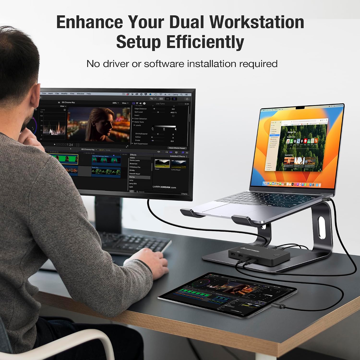 2x1 USB-C 4K60Hz KVM Switch with PD Pass-Through - Selector for 2 Computers Sharing 4K Monitor Keyboard Mouse - Includes 2 Cables for 100W Fast Charging - TAA Compliant