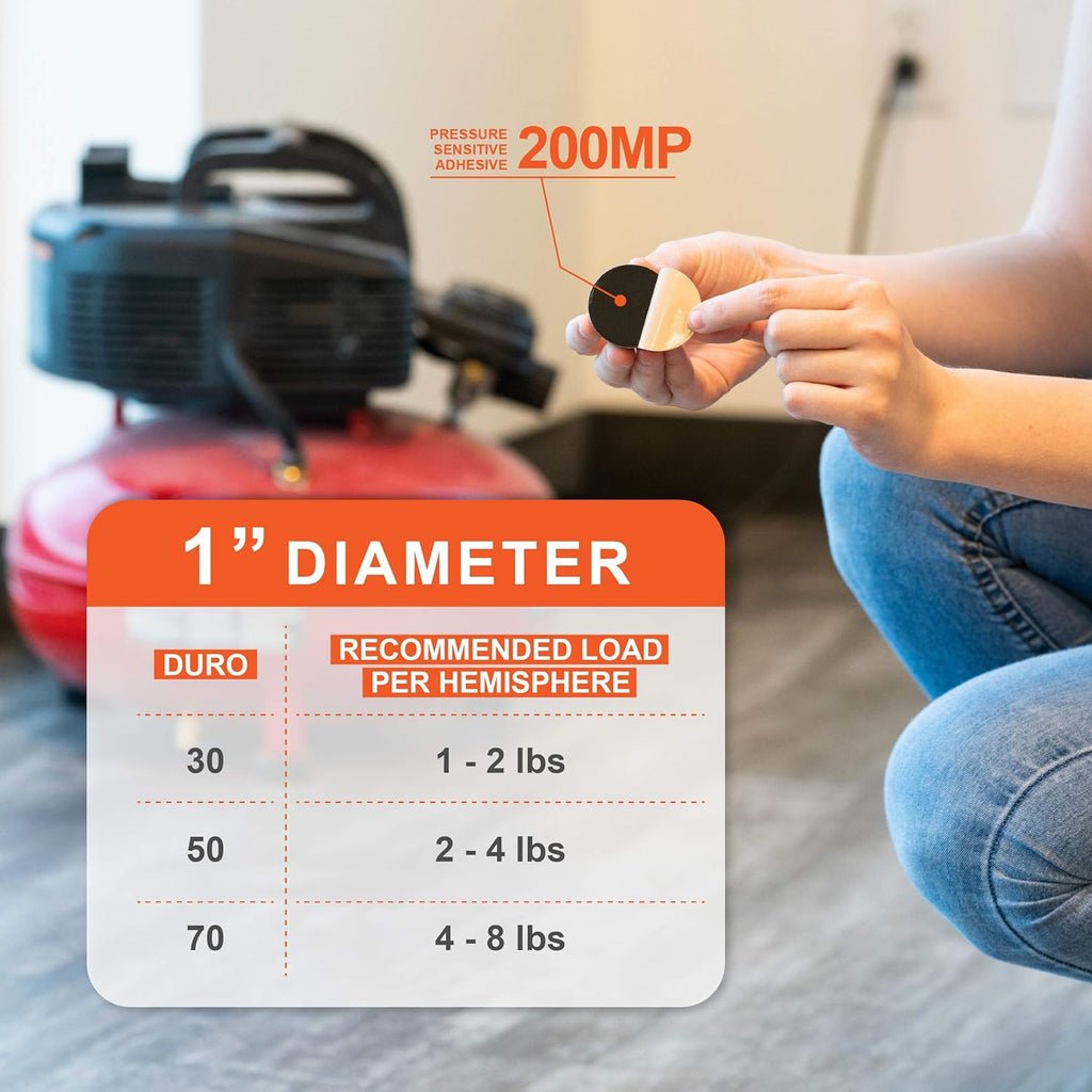 1' Sorbothane Hemisphere Rubber Bumper Non-Skid Feet with Adhesive 50 Durometer - 500-Pack
