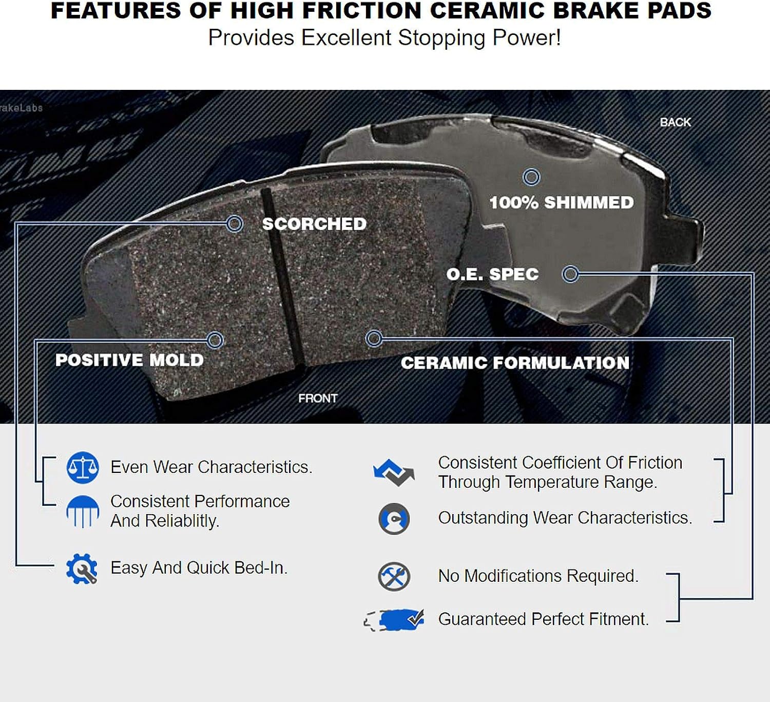 Power Sport Front Brakes and Rotors Kit |Front Brake Pads| Brake Rotors and Pads| Ceramic Brake Pads and Rotors |fits 1985 Nissan 720, 1986-1994 Nissan D21, 1995-1997 Nissan Pickup