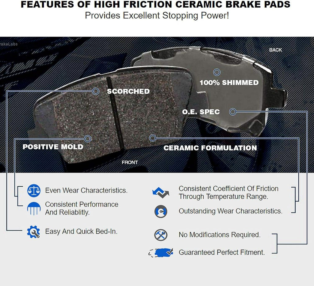 PowerSport Rear Brakes and Rotors Kit |Rear Brake Pads| Brake Rotors and Pads| Ceramic Brake Pads and Rotors |fits 2010-2019 Audi A3; Volkswagen Beetle, Golf, Golf SportWagen, Jetta