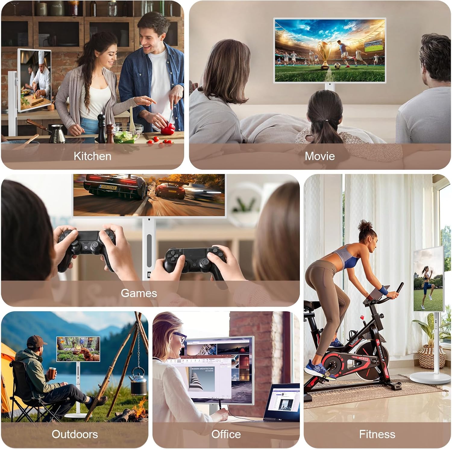 32-inch Smart Rolling TV Monitor with Wheels, FHD Touch Screen, Android TV (4GB+64GB), Built-in Battery, Full Swivel Rotation, Support Google Store, AirPlay & Screen Share