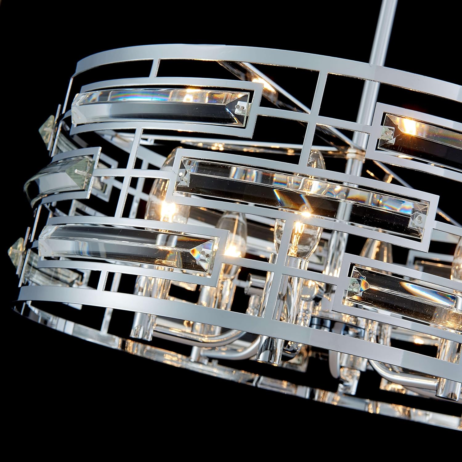 Saint Mossi Modern K9 Crystal Chandeliers, Drum Pedant Light Fixture for Living Space, D18 x H24, Adjustable Chains 59', Chrome Finish Metal Frame