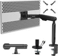AVLT Single 17'-40' Ultrawide 3-Segment Easel Monitor Arm for Screens Up to 24.3 lbs, Aluminum Designer Stand, Adjustable Pneumatic Height, Full Motion Swivel Tilt Rotation, USB-C&A Ports, Black