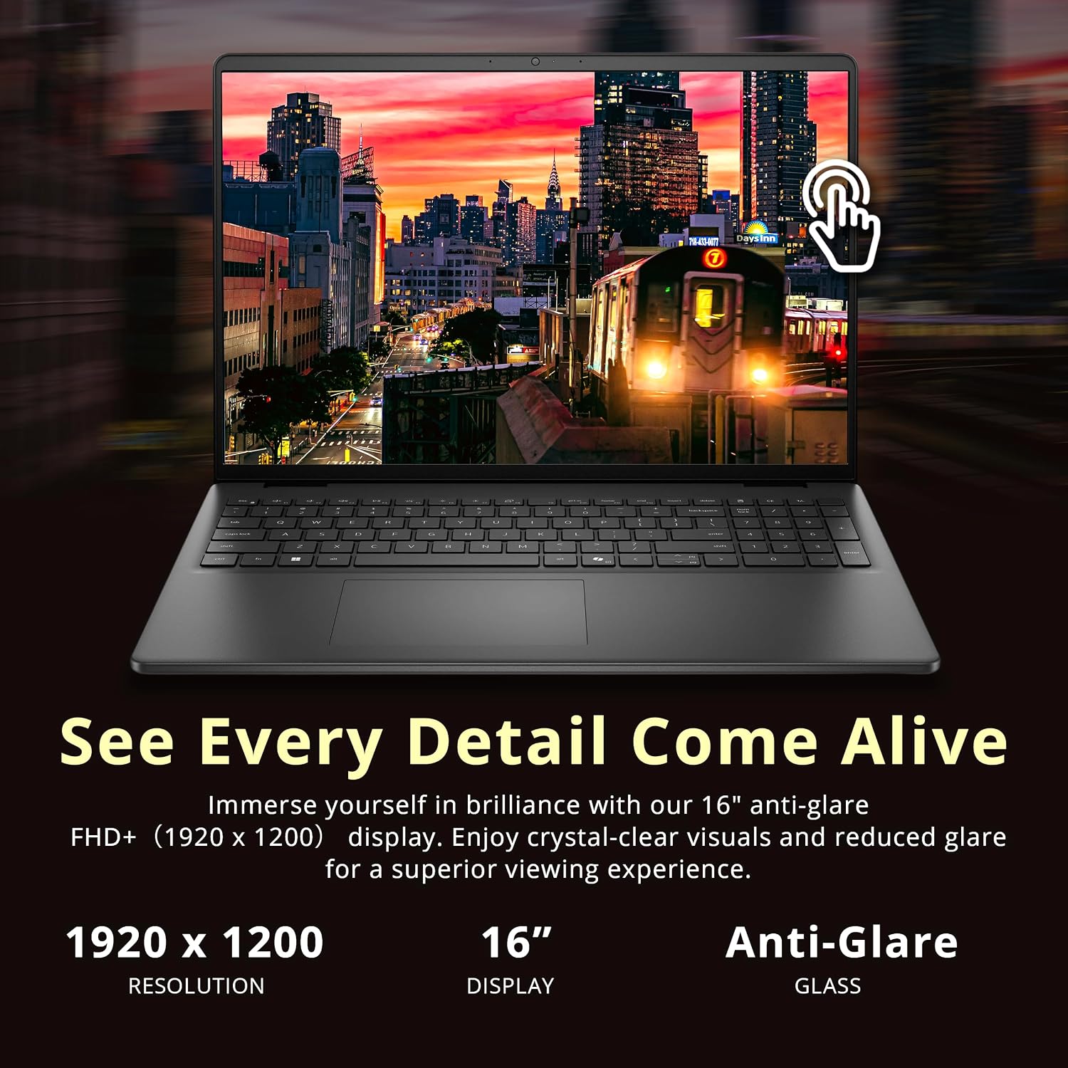 Dell 16' FHD+ Touchscreen Business Laptop, AMD Ryzen 7 250 Processor, 16GB DDR5, 2TB Storage(1TB SSD+1TB Docking Station Set), AMD Radeon Graphics, Backlit Keyboard, HD Camera, Wi-Fi 6, Win 11, Black