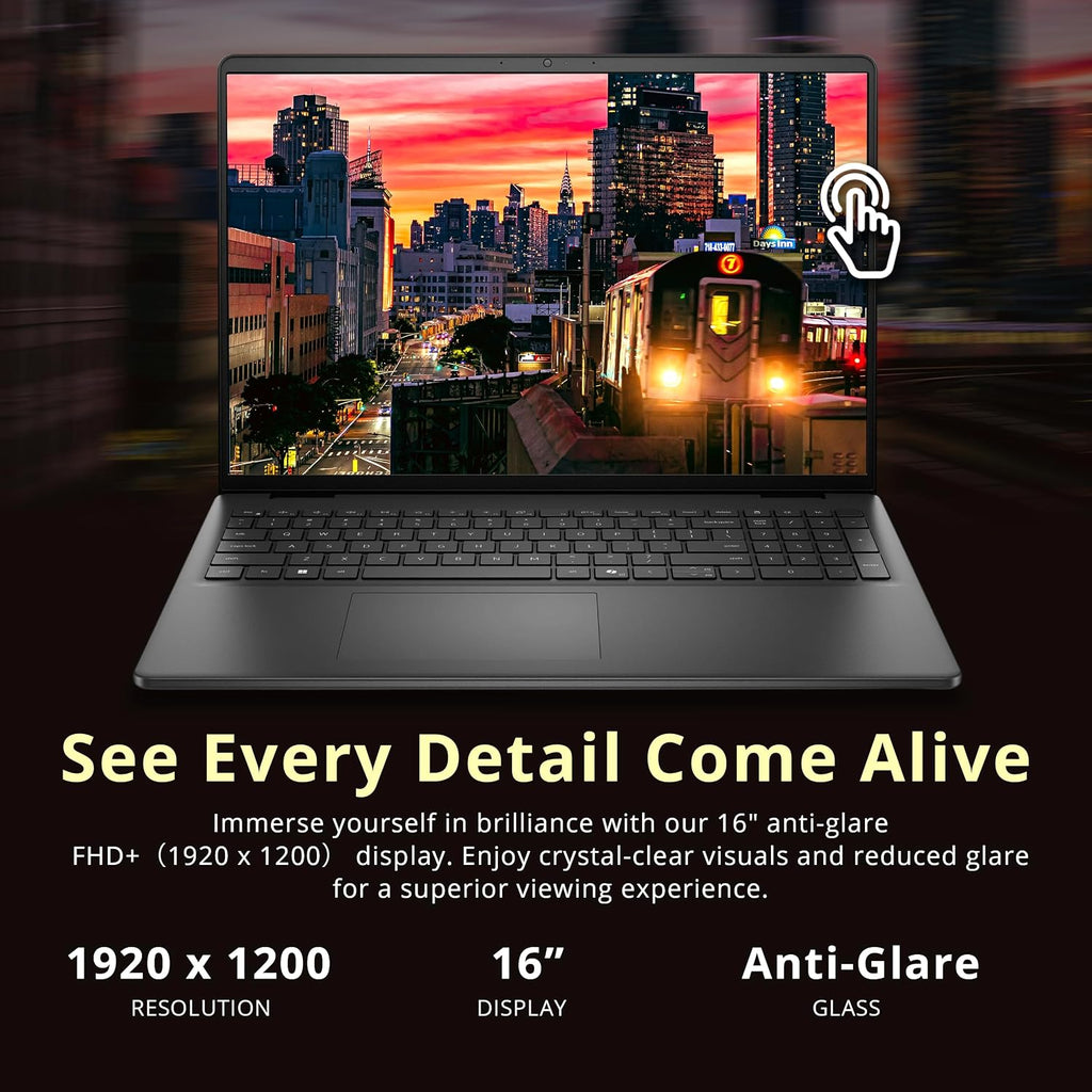 Dell 16' FHD+ Touchscreen Business Laptop, AMD Ryzen 7 250 Processor, 32GB DDR5, 2TB Storage(1TB SSD+1TB Docking Station Set), AMD Radeon Graphics, Backlit Keyboard, HD Camera, Wi-Fi 6, Win 11, Black