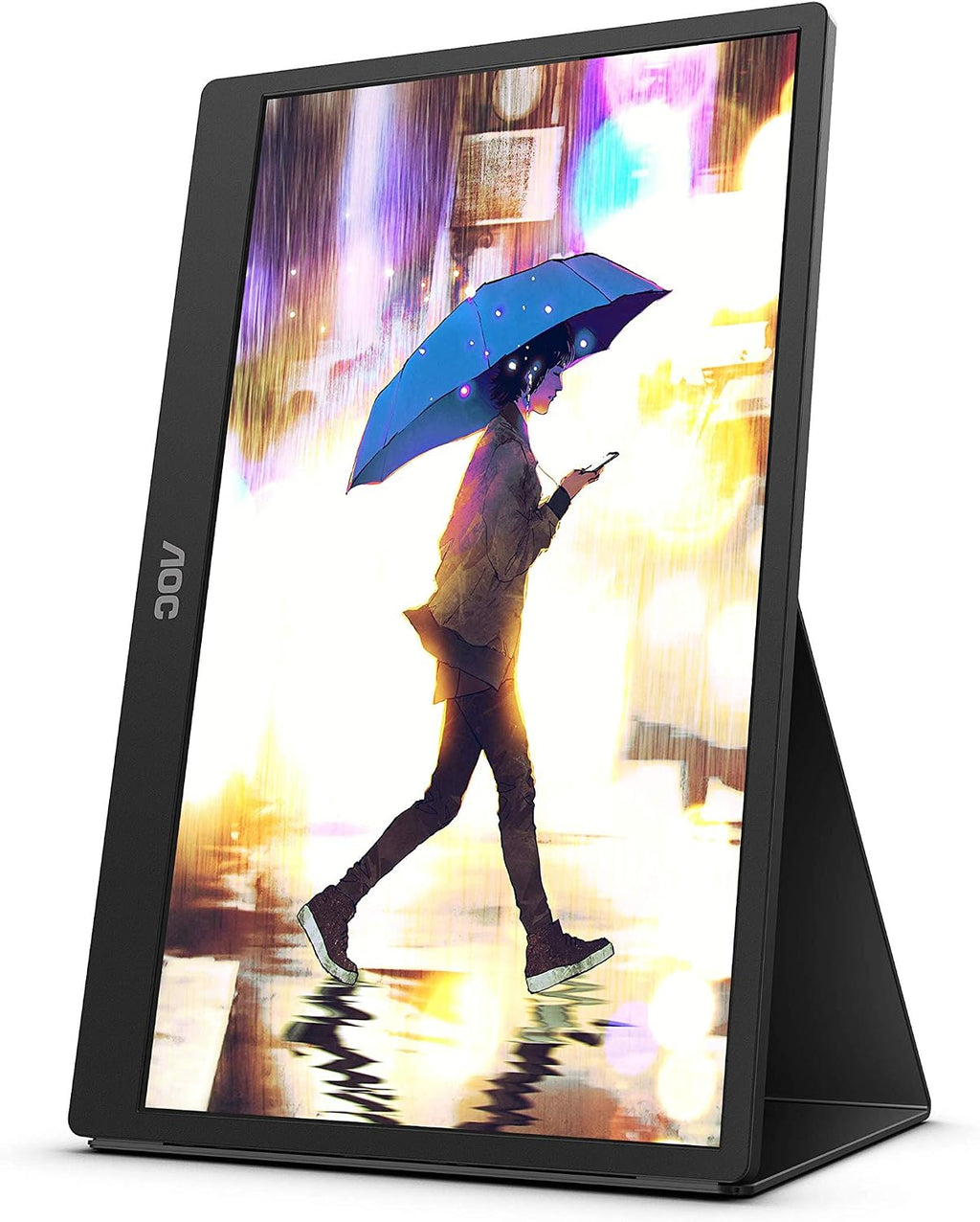 AOC 16T2 15.6' Full HD (1920 x 1080) Touch-Enabled Portable IPS Monitor, USB-C and Micro HDMI inputs, Built-in Battery, Stereo Speakers, SmartCover, AutoPivot, VESA for laptops, PC, Mac, Consoles