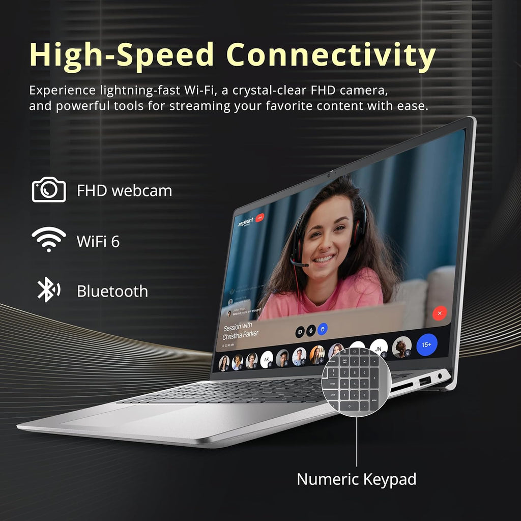 Dell 15 15.6' FHD Business Laptop, Intel Core i7-1355U, 32GB RAM, 2TB Storage(1TB SSD+1TB Docking Station Set), Intel UHD Graphics, Backlit Keyboard, Number Pad, Webcam, Wi-Fi 6, Win 11, Silver
