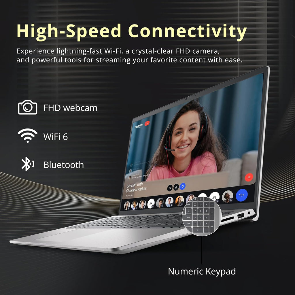 Dell 15 15.6' FHD Business Laptop, Intel Core i7-1355U, 32GB RAM, 3TB Storage(2TB SSD+1TB Docking Station Set), Intel UHD Graphics, Backlit Keyboard, Number Pad, Webcam, Wi-Fi 6, Win 11, Silver