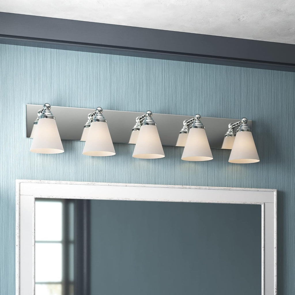 Designers Fountain Hudson 5-Light Bathroom Vanity Light Fixture, Chrome, 6495-CH Silver
