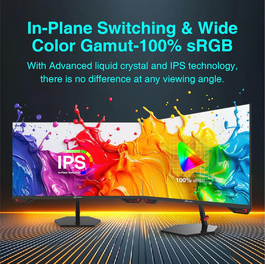 ArcticPro 27 inch 300Hz 240Hz Gaming Monitor, FHD 1080p, 1ms, PC Monitor Gaming, IPS, Adaptive sync, PC Computer Monitor, sRGB 125%, Ultra Slim, DP x2, HDMI x2, VESA Support, with DP cable up to 300Hz