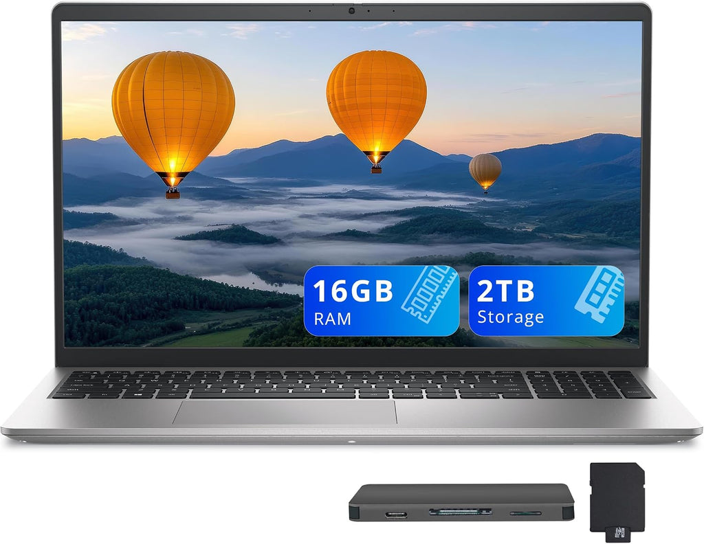 Dell 15 15.6' FHD Business Laptop, Intel Core i7-1355U, 16GB RAM, 2TB Storage(1TB SSD+1TB Docking Station Set), Intel UHD Graphics, Backlit Keyboard, Number Pad, Webcam, Wi-Fi 6, Win 11, Silver