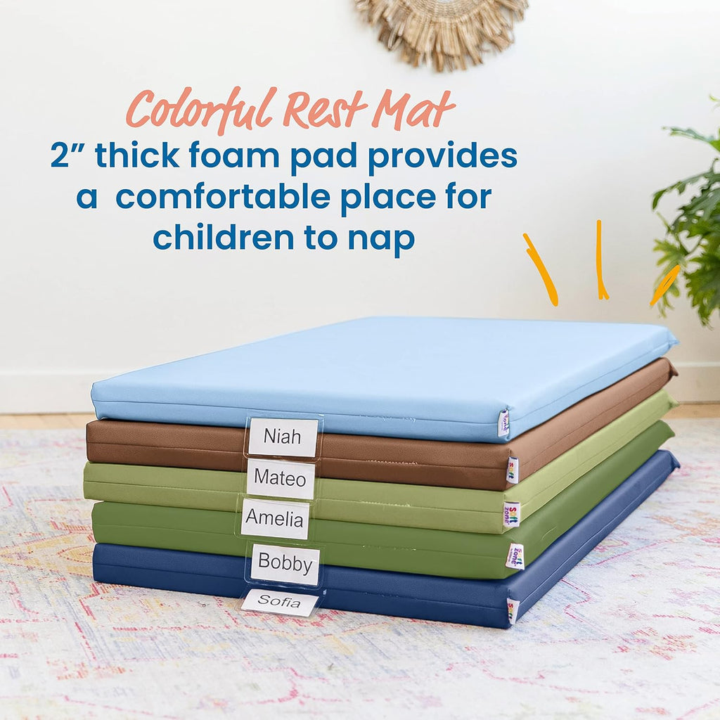 ECR4Kids SoftZone Rainbow Rest Mat, 2in, Sleeping Pad, Earthtone, 5-Piece