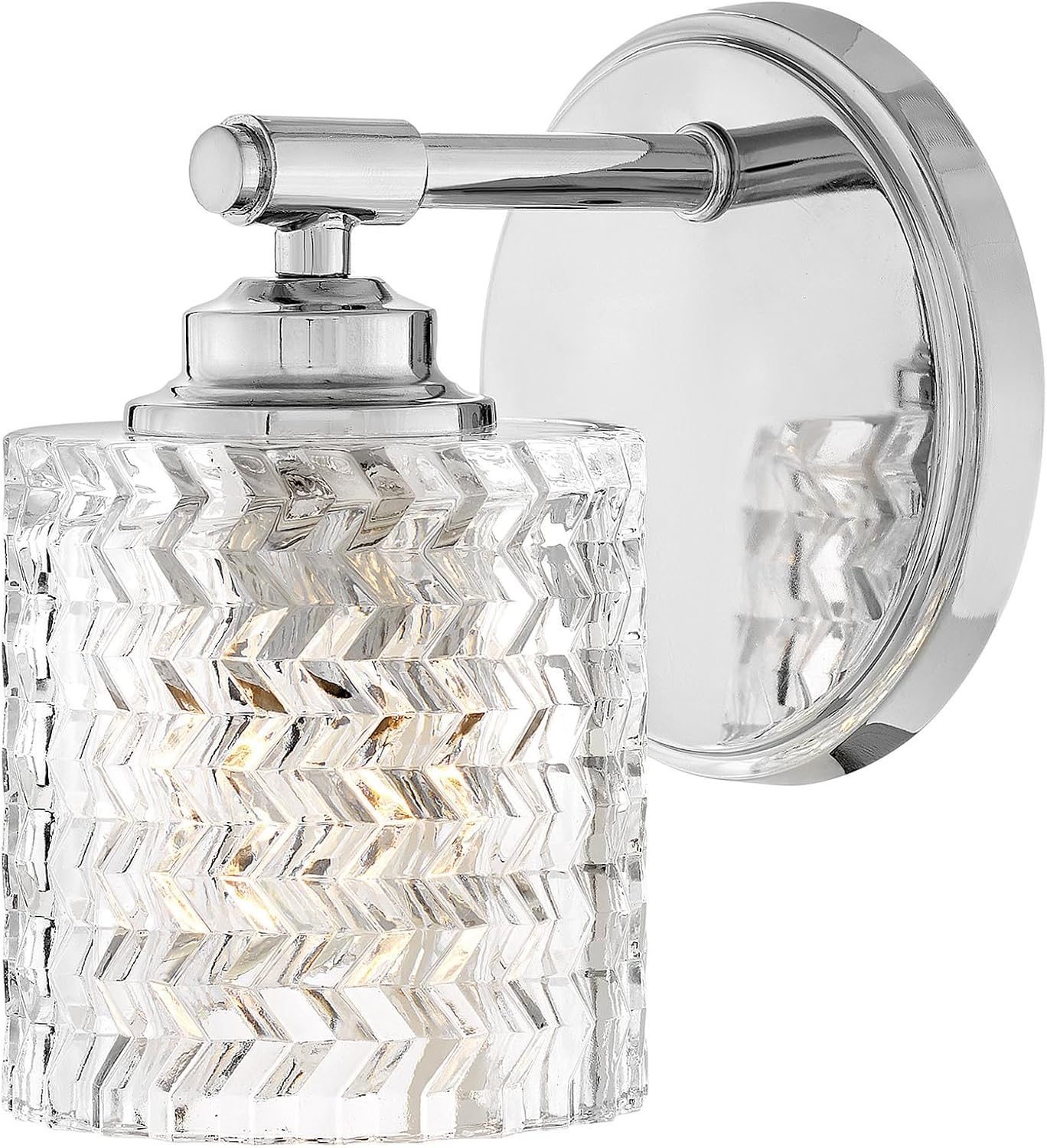 Hinkley Elle Collection One Light Bathroom Vanity Fixture with Clear Chevron Glass, Chrome