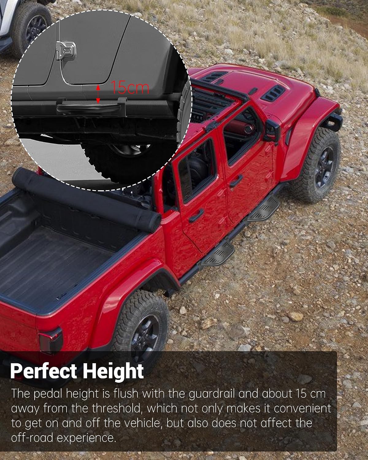 4 Pcs Rock Rails Side Steps Running Boards Fit for 2018-2026 Jeep Wrangler 4 Door & 2020-2026 Gladiator 4 Door with OEM Rock Rails