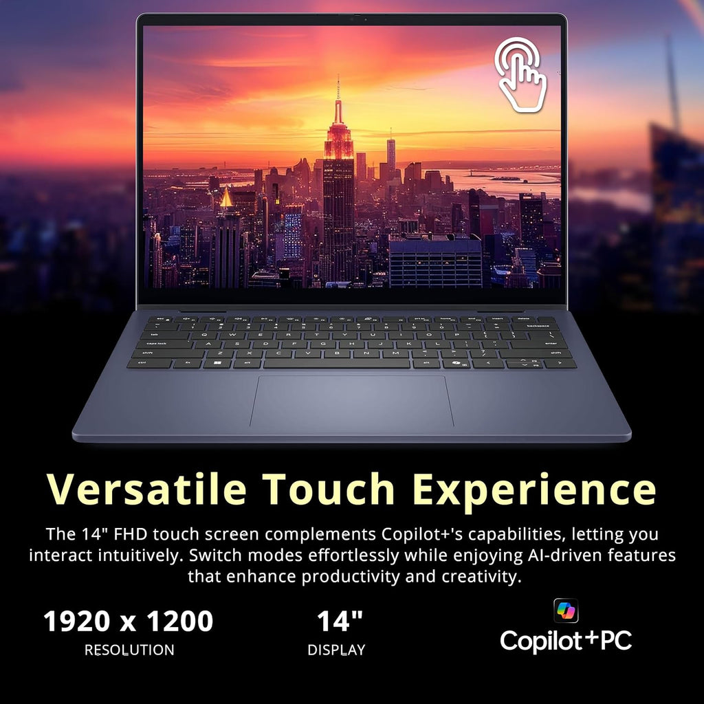 Dell 14' WUXGA 2-in-1 Touchscreen Laptop, AMD Ryzen AI 7 350, 16GB RAM, 2TB Storage (1TB SSD+1TB Docking Station Set), AMD Radeon 860M, Copilot+ PC, Backlit Keyboard, Fingerprint Reader, Win 11, Blue