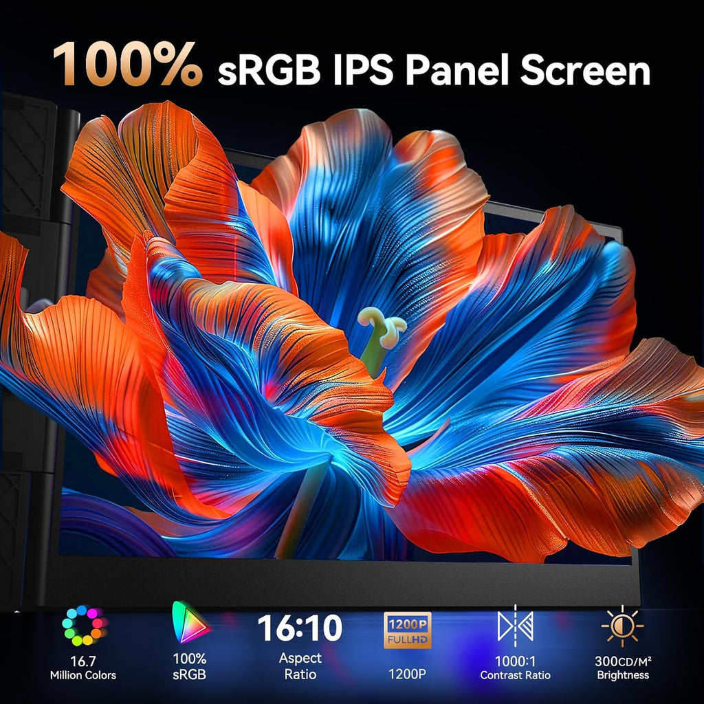 15.3' Laptop Screen Extender, Ultra-thin Portable Monitor FHD 1080P IPS, Dual Screen Extra Travel Monitor for Laptops 13-17' with USB-C/HDMI Port, Plug & Play for Windows/Mac/Android/Switch/PS