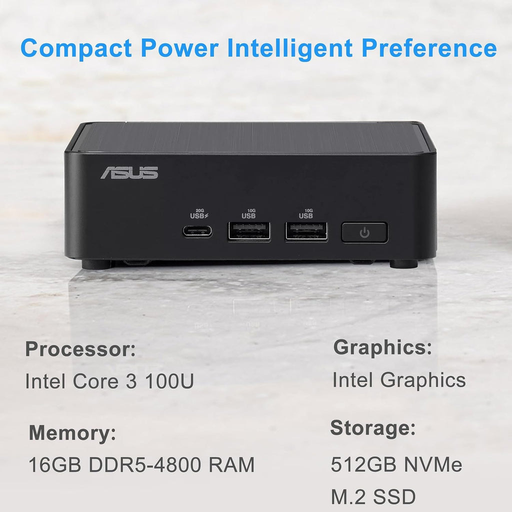 Intel NUC 14 Pro Slim Kit Mini PC (Intel Core i3 100U (> i5-1235U), 16GB DDR5, 512GB SSD) Business Desktop, 2x Thunderbolt 4, Support 4x 4K Monitors, Wi-Fi 6E, Win 11 Pro, ThinkCentre, ASUS NUC