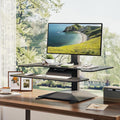 Electric Standing Desk Converter 36' Wide, Height Adjustable Desk Riser, Computer Workstation, Sit-Stand Convertor for Home, Office, School (Black, 1 Arm Included)