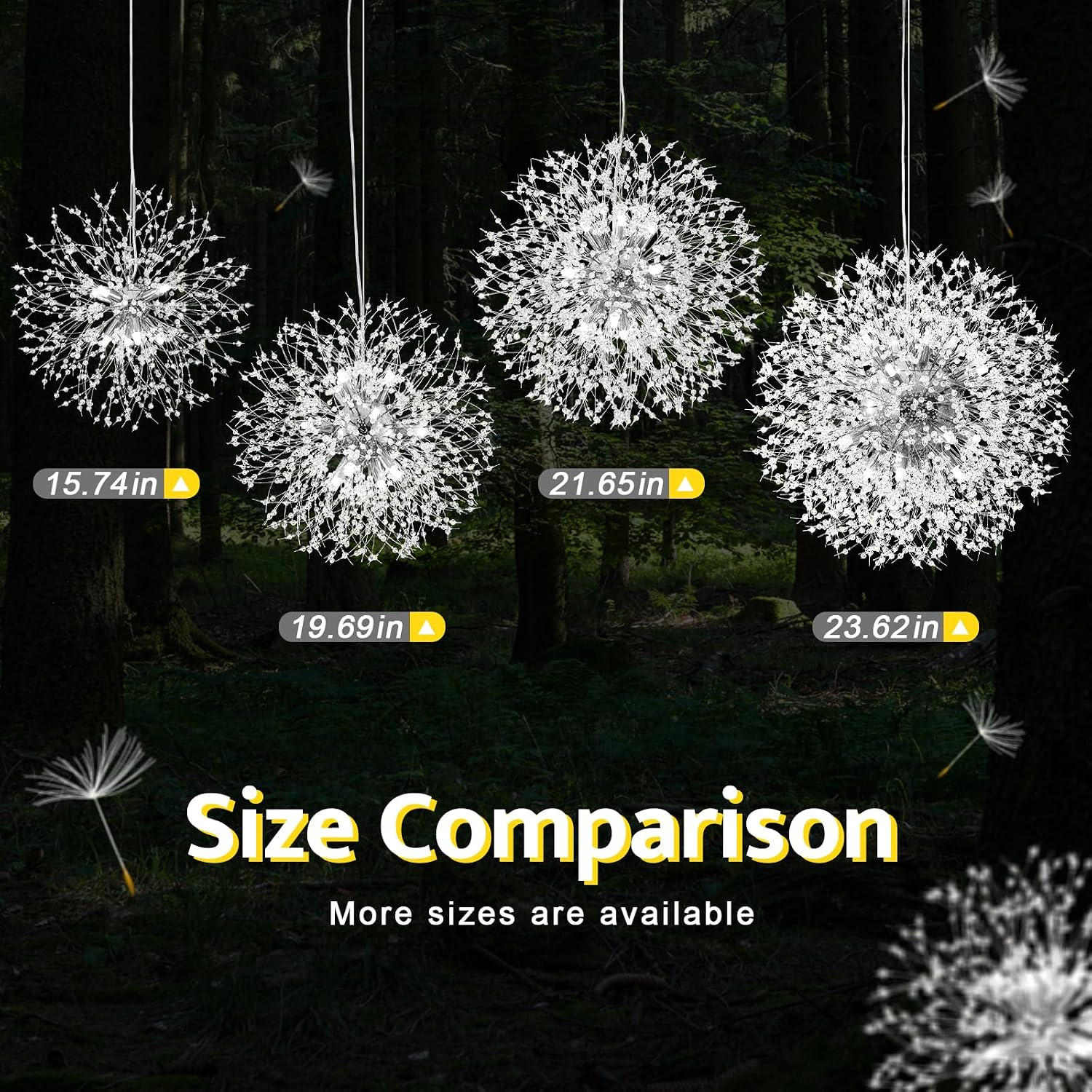 Qamra Modern Crystal Chandeliers, Chrome Firework Dandelion Sputnik Chandelier Light Fixture Pendant Lighting for Dining Room, Bedroom, Kitchen, Living Room(9-Light, Chrome)