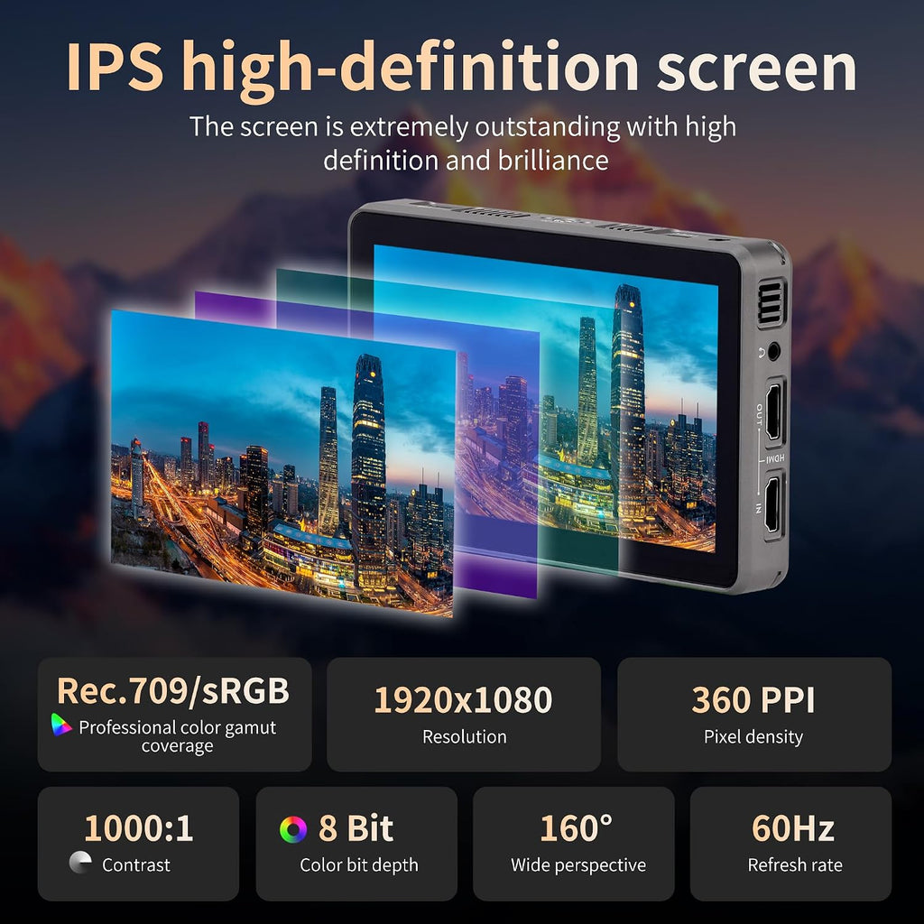 VILTROX 6'' Camera Field Monitor 4K 2000Nits Touchscreen Camera Monitor, Full HD 1920x1080 Video Monitoring, 3D Lut, RGB Parade, Focus Peaking, with Sunshade Hood and Battery for Sony Canon Nikon