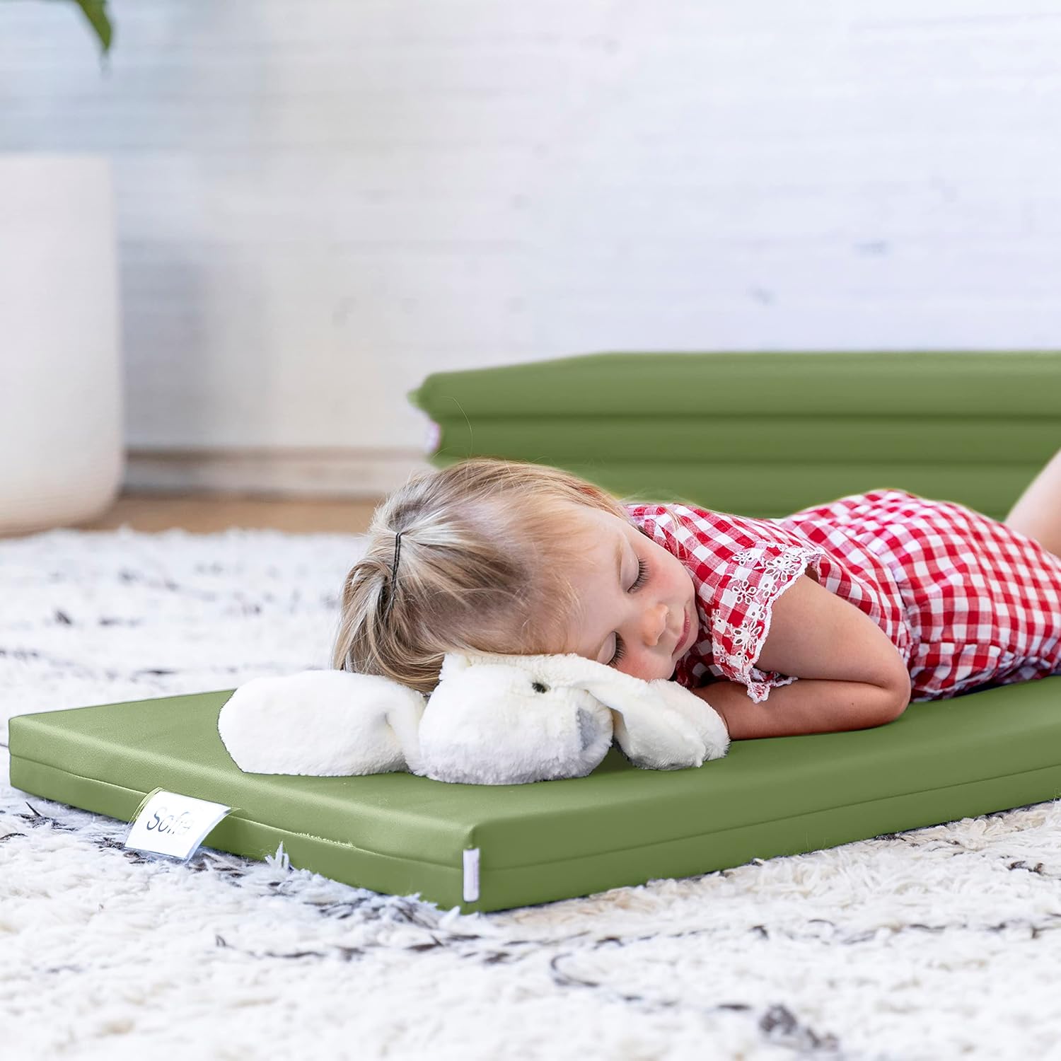 ECR4Kids SoftZone Rainbow Rest Mat, 2in, Sleeping Pad, Hunter Green, 5-Piece