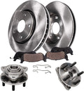 Detroit Axle - Front Brake Kit for 2001-2006 Dodge Stratus Chrysler Sebring [Sedan Convertible] Disc Brake Rotors Ceramic Brakes Pads Wheel Bearing Hubs Assembly 2002 2003 2004 2005 Replacement