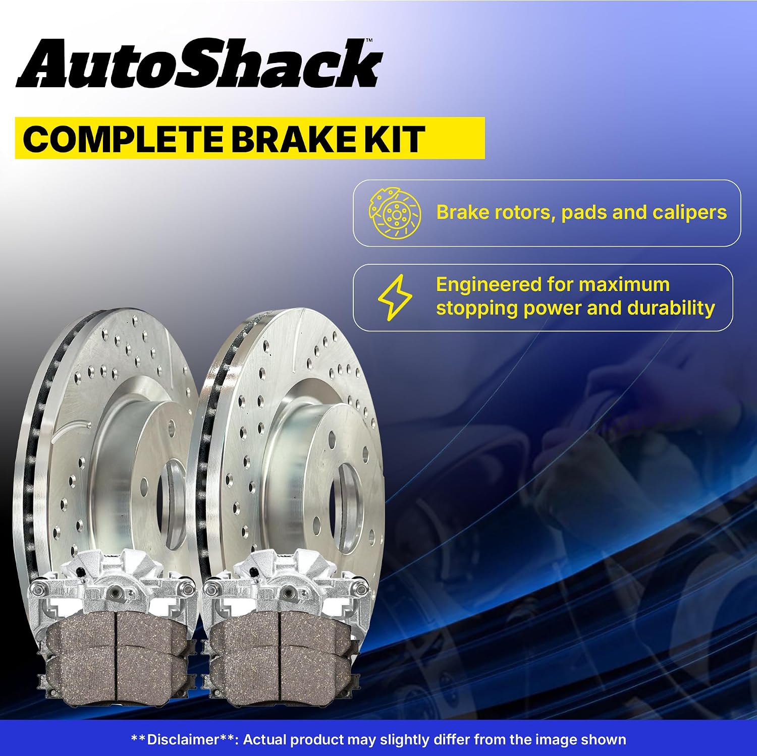 AutoShack Front Brake Rotors, Premium Pads & Calipers for Honda, Civic 2006-2011, FWD L4 1.8L - Silver Zinc Coated Drilled & Slotted - SilverShield Pro - 10.31' (261.9 mm), 5-Lug