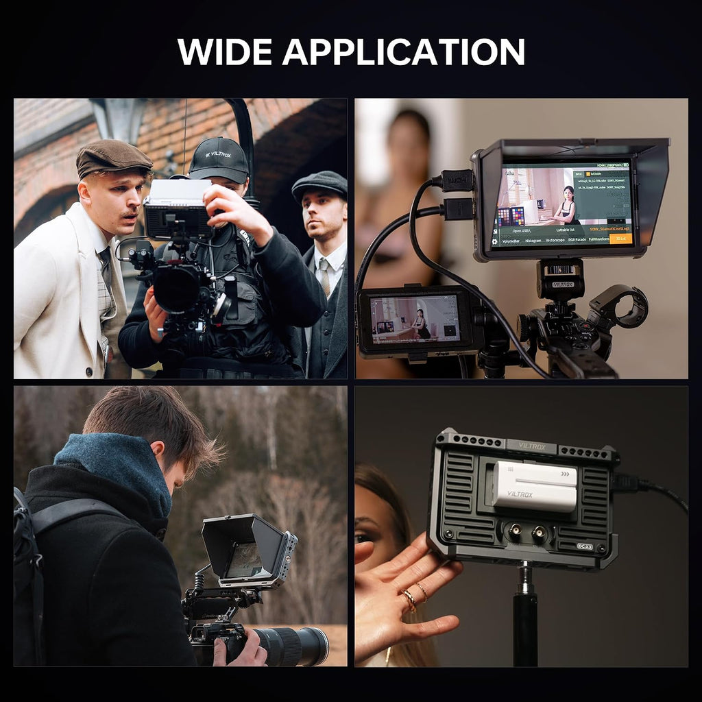 VILTROX DC-X3 2000Nits Camera Field Monitor Touchscreen with 6 Inch Full HD1920x1080 IPS 4K HDMI/3G-SDI Loop in/Out,3D LUTs Peaking Focus Assist, 160° Super Wide View Angle, Sunshade Hood, Battery