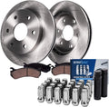 Detroit Axle - Rear Disc Rotors & Brake Pads + 24pc Wheel Lug Nuts w/keys Replacement for Chevy Traverse GMC Acadia Buick Enclave Outlook - 30pc Set