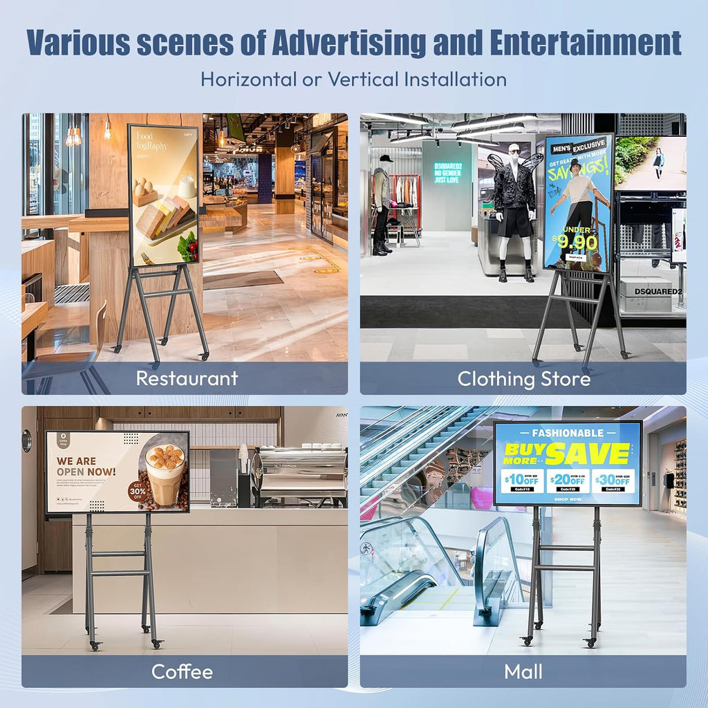 MWE 43 Inch Mobile Digital Signage Display Touchscreen Kiosk with Flight Case, Portable LCD Screen with Screen Mirroring App Publishing, Advertising Display Poster, Android OS