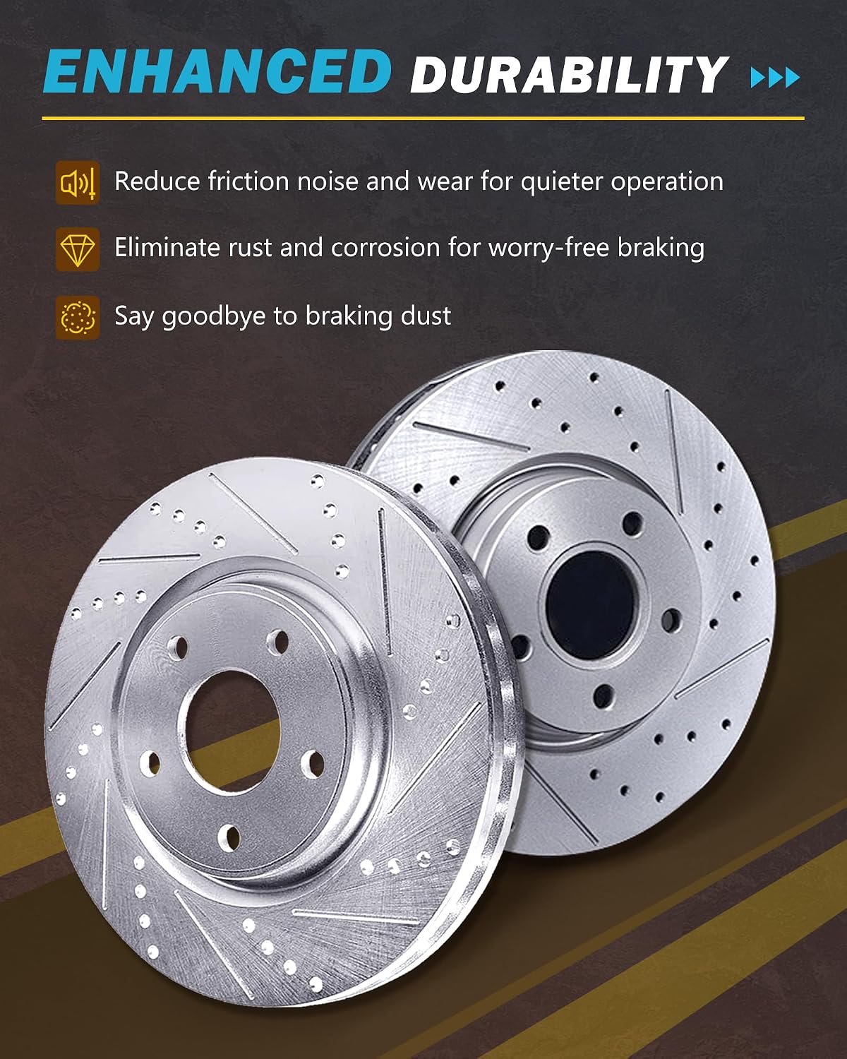 Brake Kit for 2006 2007 2009 2010 2011 Honda Civic, Brakes and Rotors Kit Front and Rear, Drilled and Slotted Replacement [10.3' Front & 10.24' Rear]