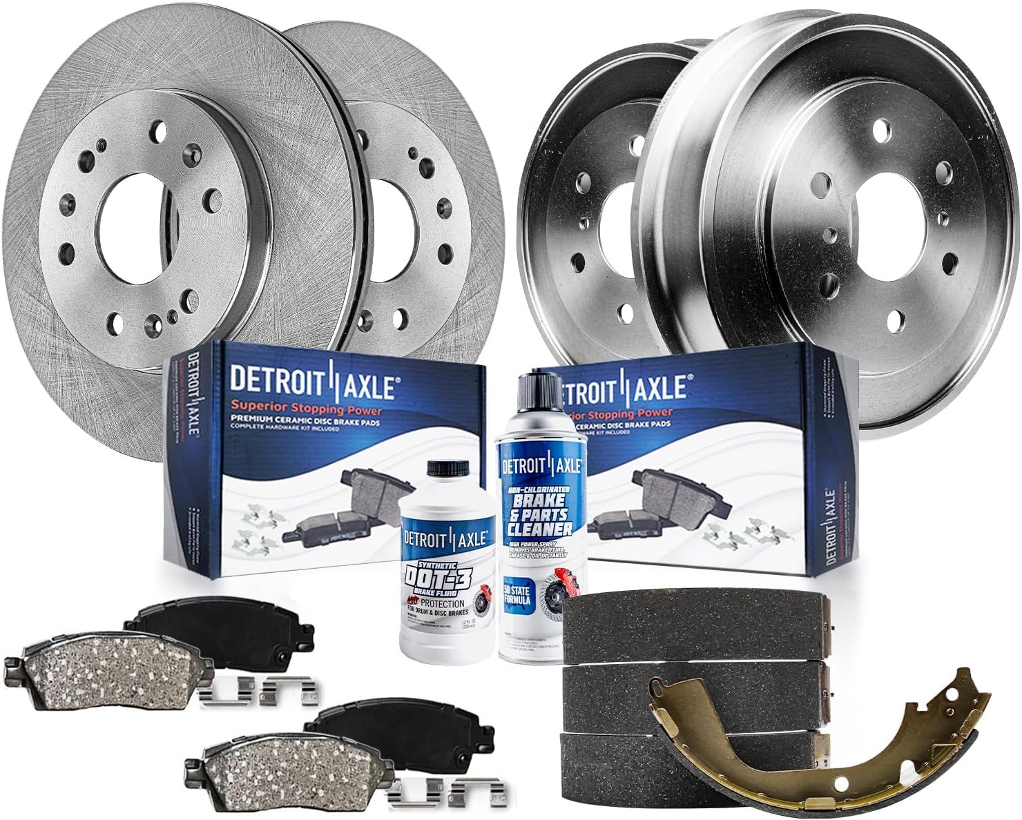 Detroit Axle - Brake Kit for 2005-2007 Chevy GMC Silverado Sierra 1500 Front Disc Brake Rotors and Ceramic Pads Replacement Rear Drums and Shoes