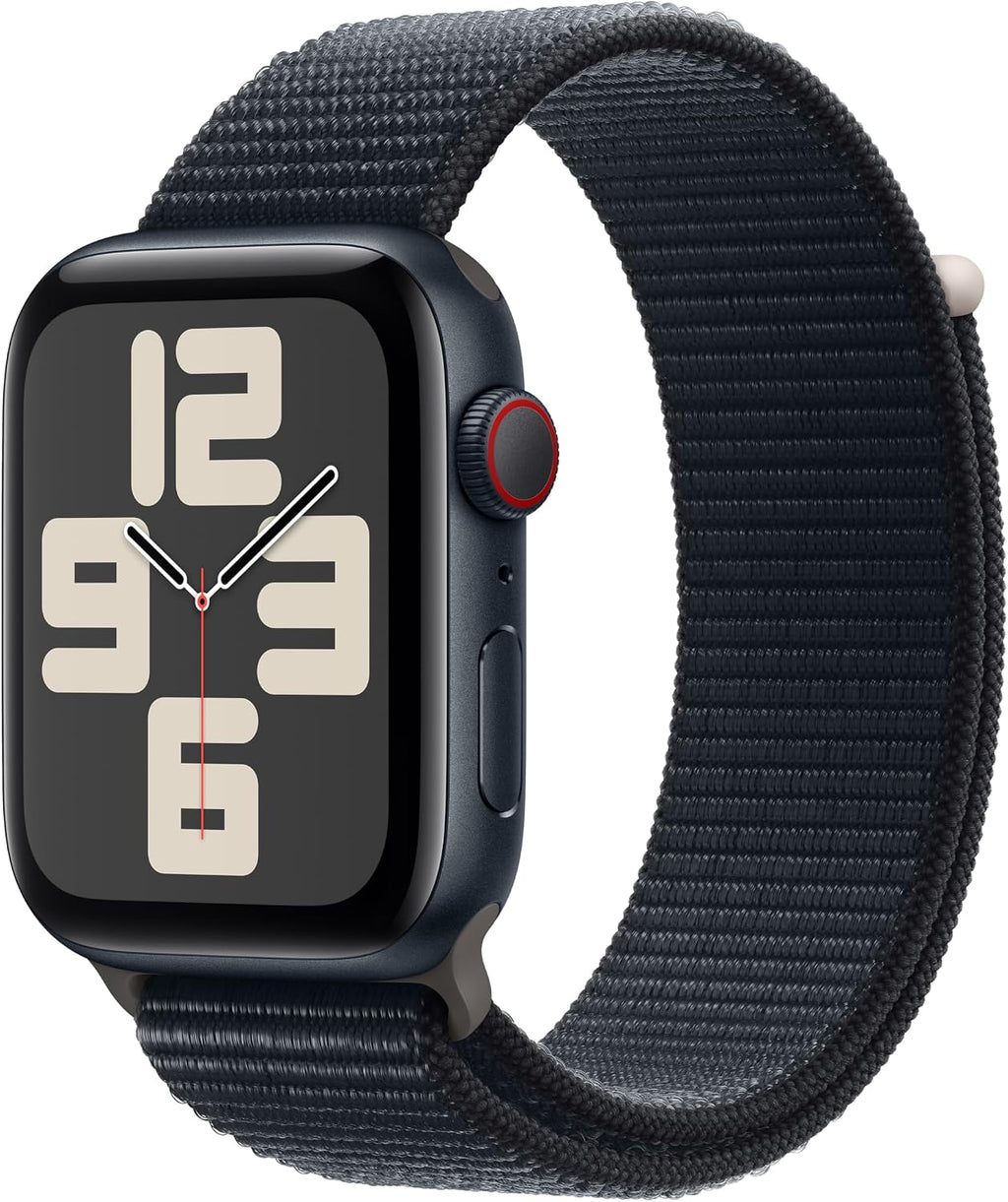 Apple Watch SE (2nd Gen) [GPS + Cellular, 44mm] - Midnight Aluminum Case with Midnight Sport Loop Band, M/L (Renewed)