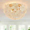 Modern Small Semi Flush Mount Ceiling Light Fixture, Flower Ceiling Light Fixture for Bedroom Bathroom Closet Entryway Living Room Indoor Kitchen Foyer Hallway