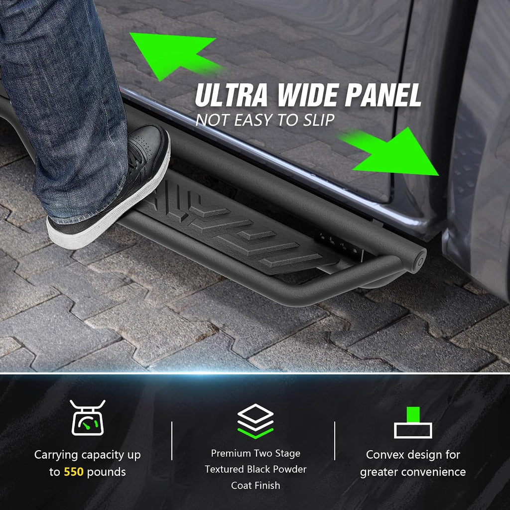 YZONA Running Boards Compatible with 1999-2006 Chevy Silverado & GMC Sierra 1500, 2001-2006 Chevrolet Silverado & GMC Sierra 2500 3500 HD Double/Extended Cab Side Steps, Nerf Bar Two Stairs Design