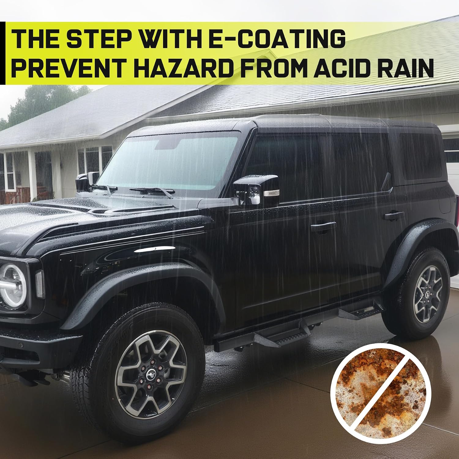 BINARY STAR Running Boards Compatible with 2021-2026 Ford Bronco 4 Door SUV (Do not fit Bronco Sport Model), Rock Rails Sliders Drop Down Side Steps, 4 Inch Black Step Bars Side Step.