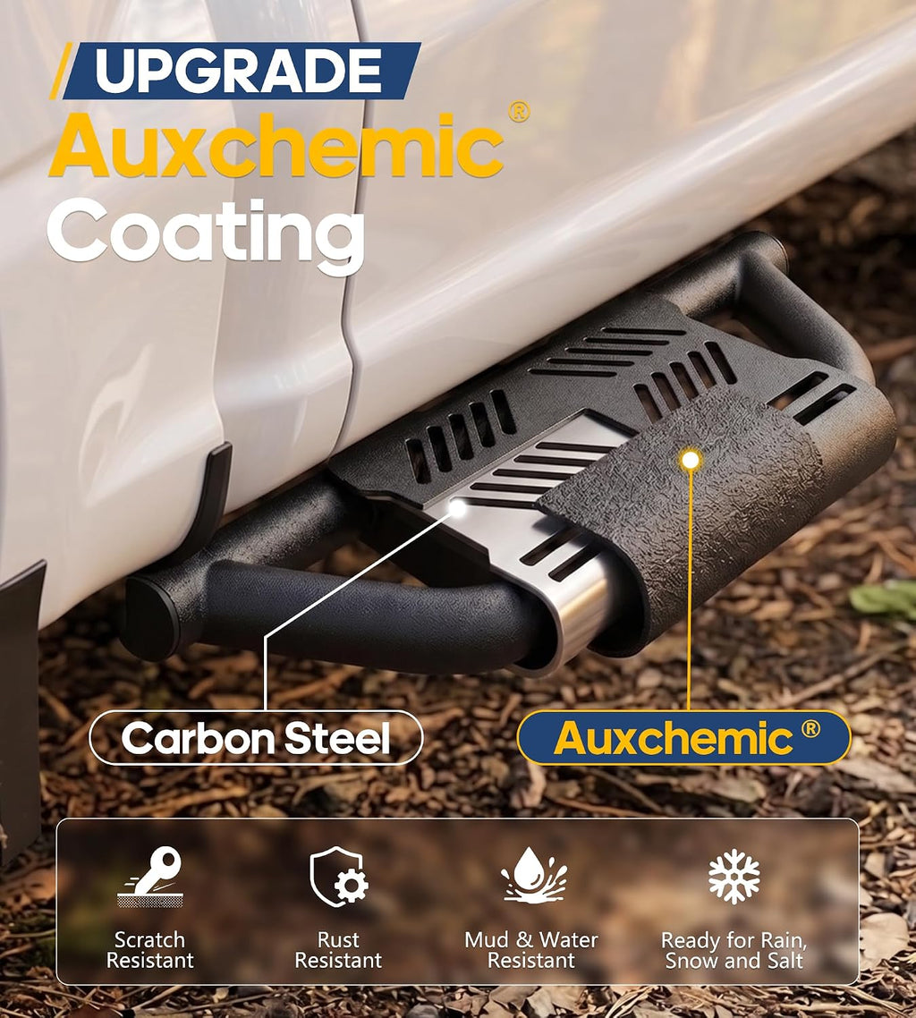 Trumgeta Auxchemic Anti-Rust Running Boards Fit for 2018-2026 Jeep Wrangler JL 2-Dr/4-Dr(NOT for Rock Rails), Scratch Resistant Side Steps, Heavy Duty Carbon Steel, Off-Road Rock Protection