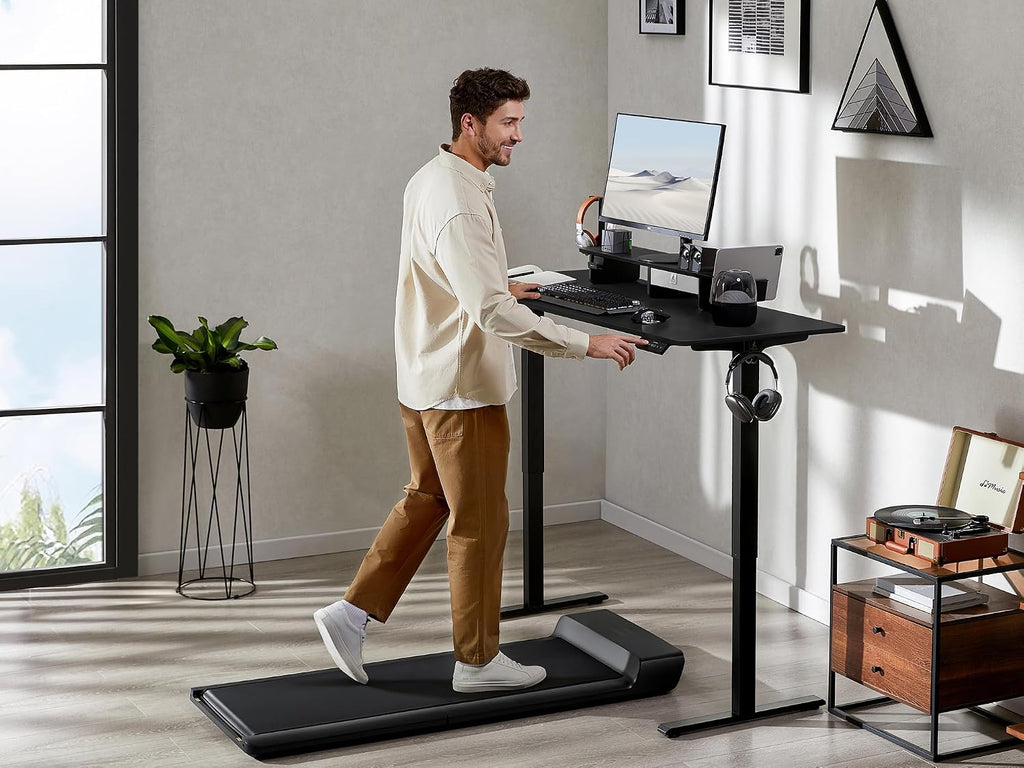 WALKINGDESK 63x24 Inches Electric Standing Desk with Drawer and Monitor Stand, Height Adjustable Sit to Stand up Desk for Home Office, Ergonomic Computer Table with Phone Holder, 3 Hooks, Black