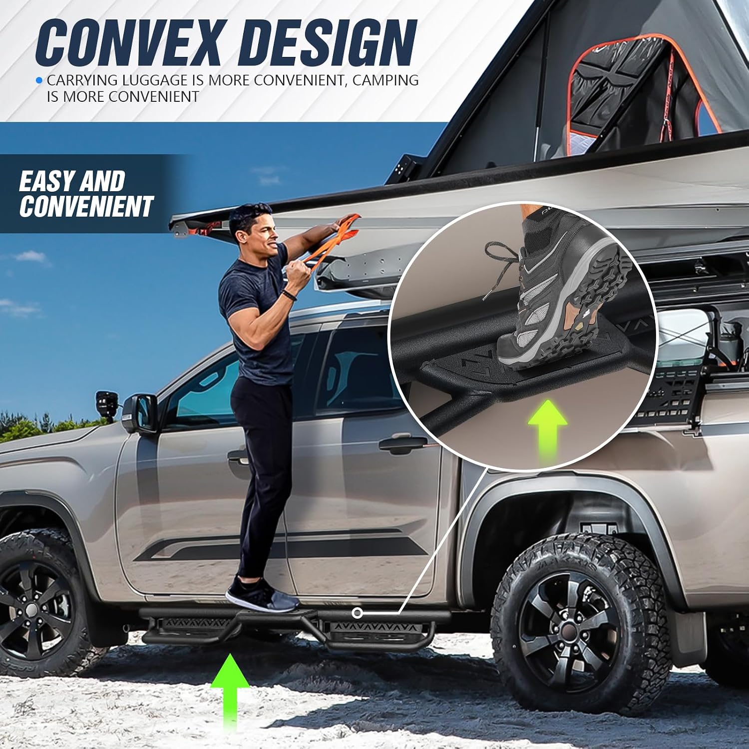 YZONA Double Cab Running Boards Compatible with 2007-2018 Chevrolet Silverado & GMC Sierra 1500, 2007-2019 Chevy Silverado & GMC Sierra 2500 3500 HD Extended Cab Side Step Nerf Bar Two Stairs Design